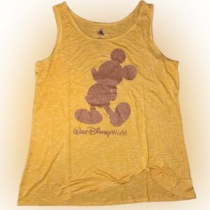 Walt Disney World Orange Glitter Knotted Tank Size L